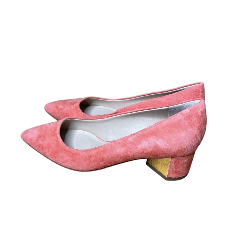 Franco Sarto Diva Red Suede Pumps Size 5 Pointed Toe Block Heel Classic Shoes